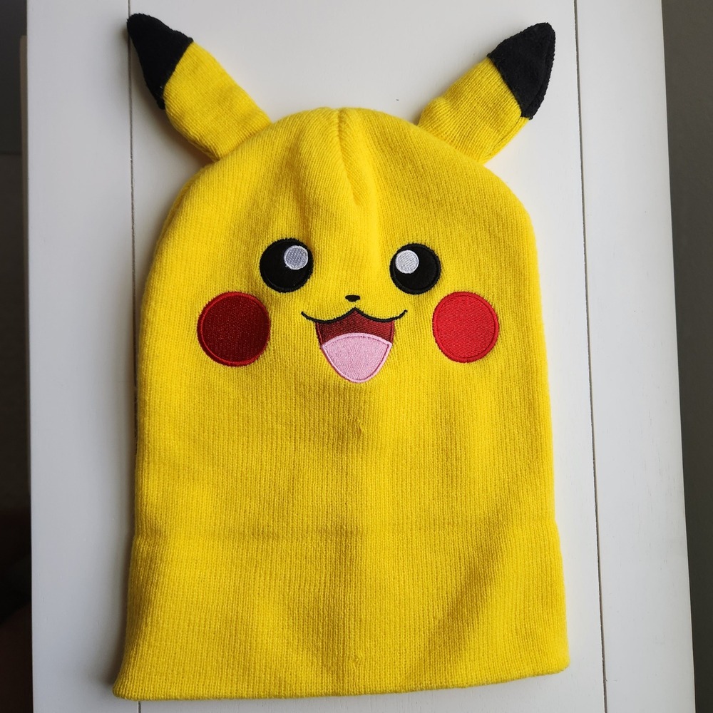 Nintendo Pokemon Pikachu Yellow Knit‎ Beanie Hat Youth OSFM